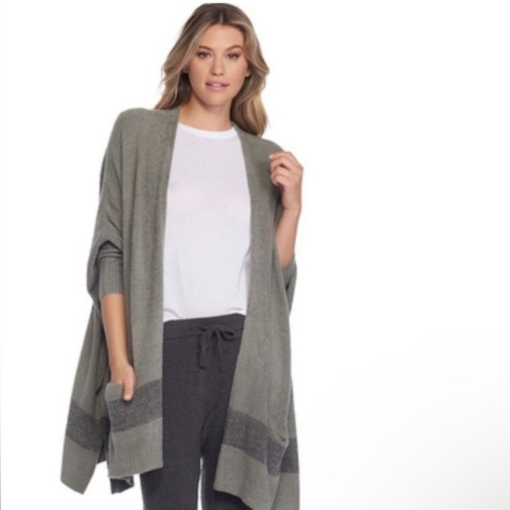 Barefoot Dreams Women Cliffside Dolman Sleeve Cardigan One Size Gray Open Front - Picture 3 of 16